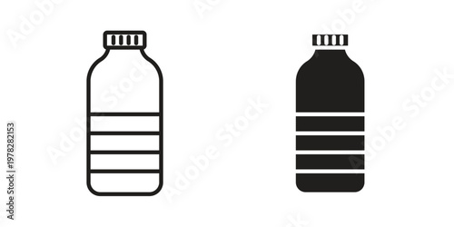 Bottle icon vector flat linear pack on white background