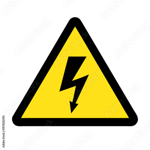 Free Download A yellow triangle safety sign features a black lightning bolt arrow symbol to provide a high voltage warning against dangerous electric shock and power hazards isolated on white - GFXLoad