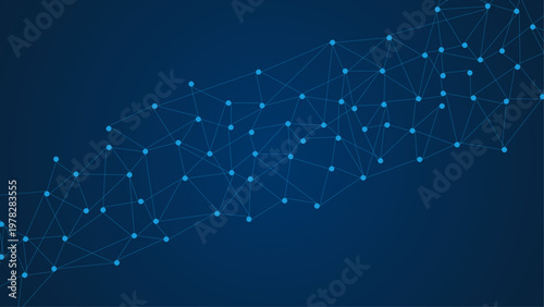 Abstract Blue Network Line Background with Data Nodes Overlay on UI Interface, Digital Technology Connection Concept for Dashboard, Web App, Big Data Visualization and Modern Tech Backdrop
