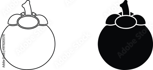 A black and white illustration of two acorns in different styles