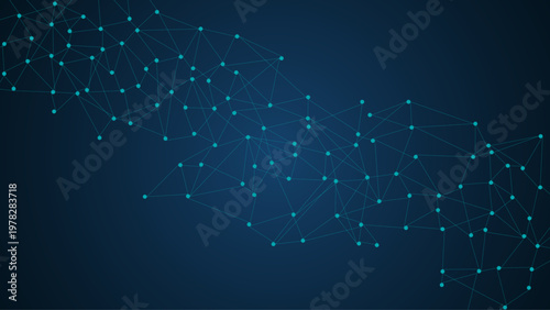 Abstract Blue Network Line Background with Data Nodes Overlay on UI Interface, Digital Technology Connection Concept for Dashboard, Web App, Big Data Visualization and Modern Tech Backdrop