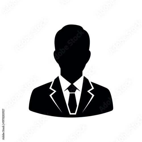 Silhouette of a person dressed in formal business attire with a white shirt and tie