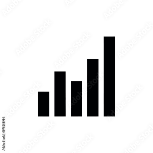 Increasing upward trend represented by five ascending black bars