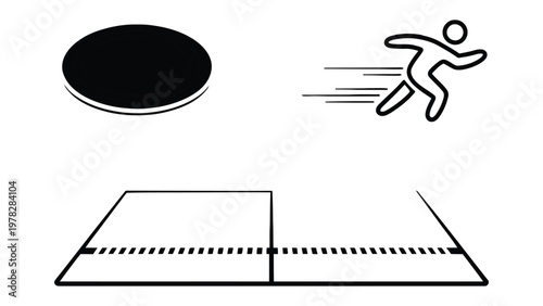 Frisbee game: The essence of speed, sportsmanship, and precision captured in a dynamic illustration of a person engaged in a spirited game. Focus on action, technique, and excitement.