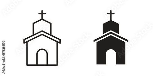 Church icon vector flat linear pack on white background