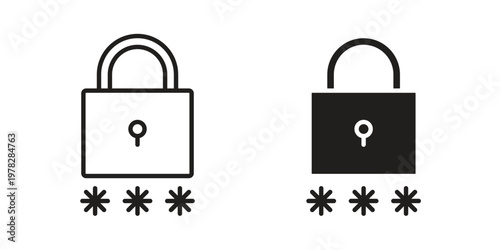Code lock icon vector flat linear pack on white background