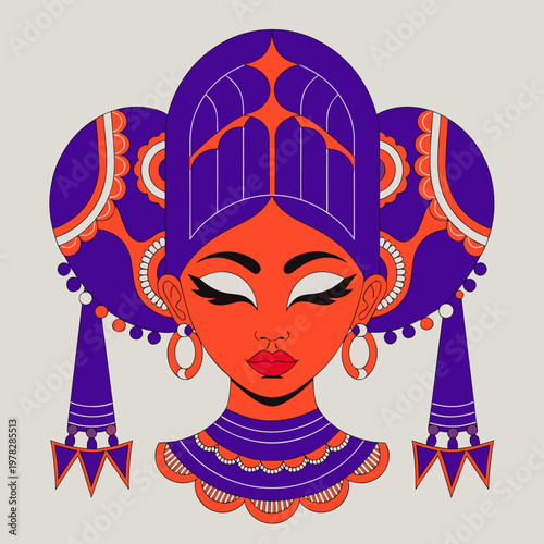 Gothic queen icon with dark ornamental fantasy emblem