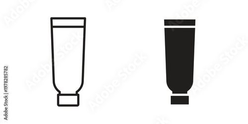 Cream tube icon vector flat linear pack on white background