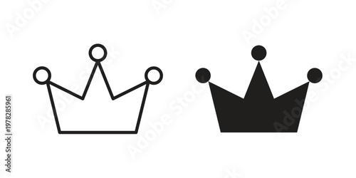 Crown icon vector flat linear pack on white background