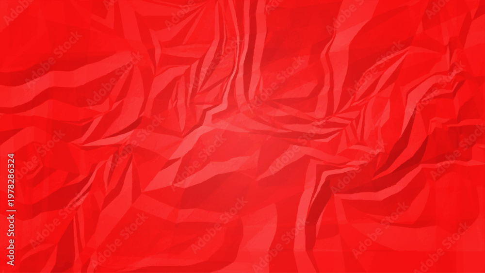 Obraz premium Abstract Red Crumpled Paper Texture Background with Wrinkled Folds, Bold Monochrome Surface Design for Branding, Poster, Packaging, Creative Wallpaper and Modern Graphic Backdrop