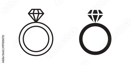 Diamond ring icon vector flat linear pack on white background