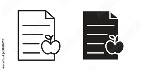 Diet plan icon vector flat linear pack on white background