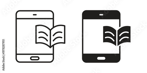 Ebook icon vector flat linear pack on white background
