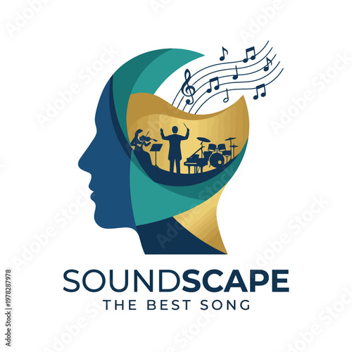 This artistic logo portrays a human silhouette with musical elements, blending creativity and sound, highlighting an engaging and immersive approach to the music industry.