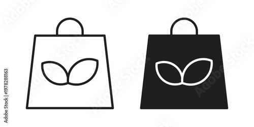 Eco bag icon vector flat linear pack on white background