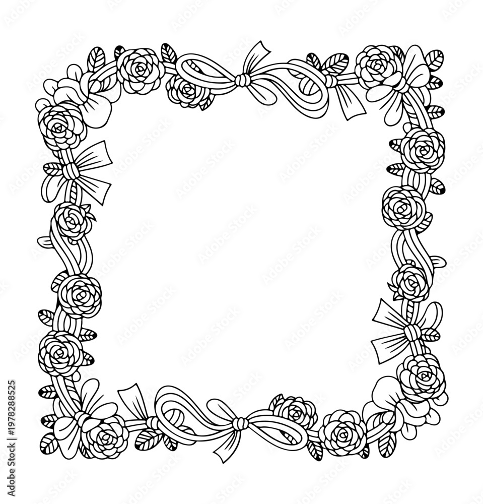 Obraz premium Botanical floral sketch with doodled wild flowers 