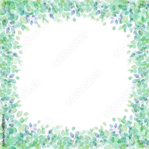 透明感のある水彩風　新緑のフレームイメージ