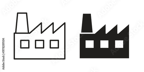 Factory icon vector flat linear pack on white background