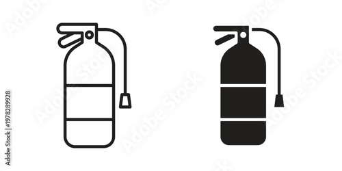 Fire extinguisher icon vector flat linear pack on white background