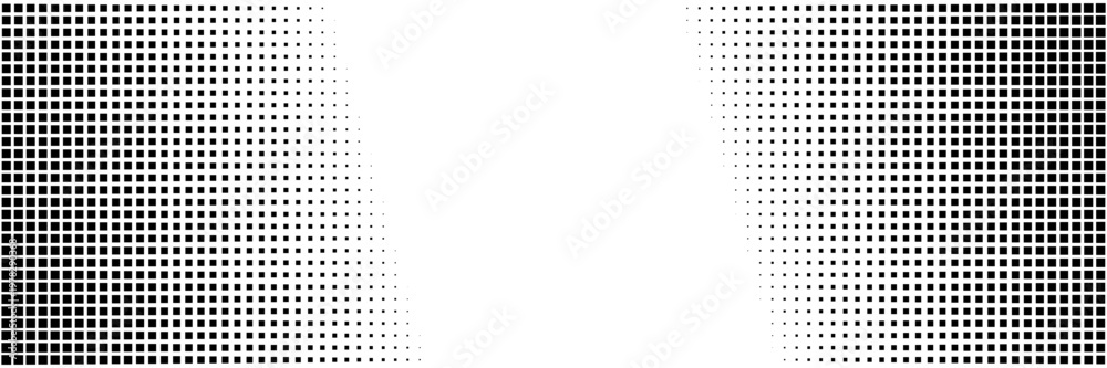 Obraz premium Abstract Black Square Halftone Border for Cybersecurity and Data Encryption Background