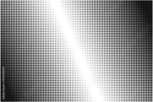Black and White Halftone Square Pattern, Optical Illusion Op-Art Background, Geometric Digital Texture