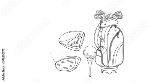 Golfing Essentials: A meticulously crafted illustration featuring the key components of a golfer's arsenal, highlighting the tools of the trade.