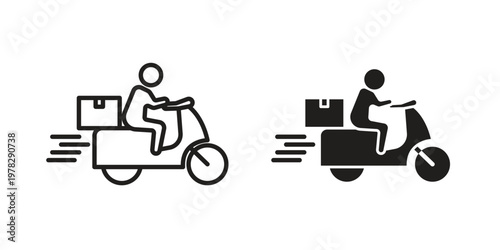 Food delivery icon vector flat linear pack on white background