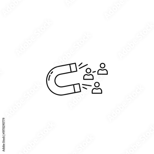 magnet attracting people icon , customer retention and lead generation concept