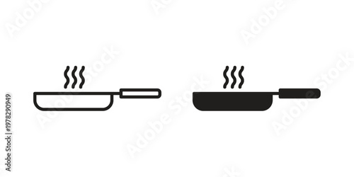 Frying pan icon vector flat linear pack on white background