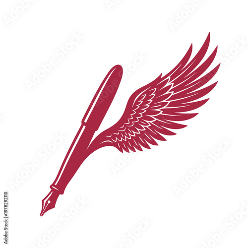 A red pen with a wing attached to it