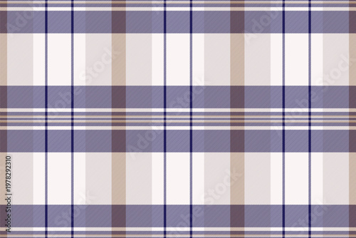 Britain check seamless plaid, content fabric texture tartan. Fashionable textile vector background pattern in white and indigo colors.