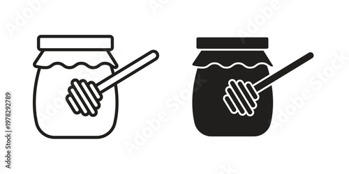 Honey jar icon vector flat linear pack on white background