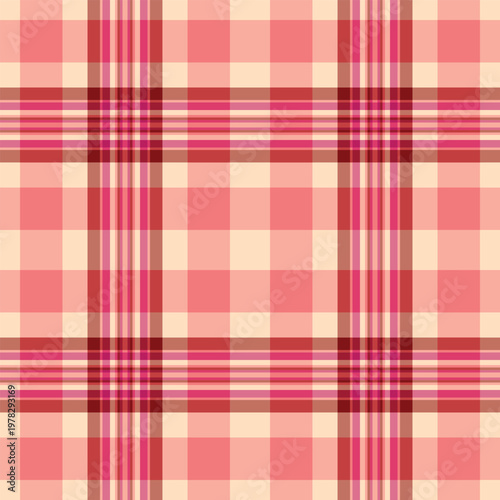 Attire plaid pattern check, formal seamless vector tartan. Idea fabric background textile texture in red and bisque colors.