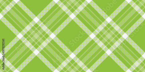 Modern check vector background, twill seamless pattern plaid. Blank textile tartan fabric texture in lime and white colors.