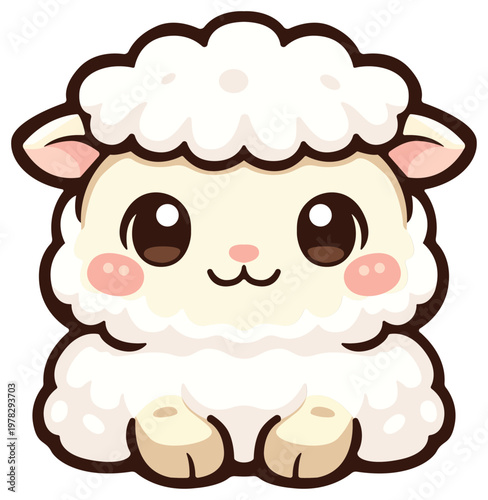 Adorable Sheep: a captivating image of a cute sheep, its soft, fluffy wool, delightful pink nose and expressive eyes radiates pure charm and innocence.