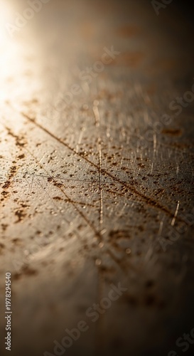 Close-up of a textured surface with scratches and imperfections.