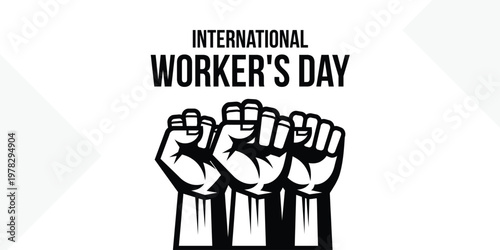 International Workers Day Banner Vector | Raised Fist Labor Day