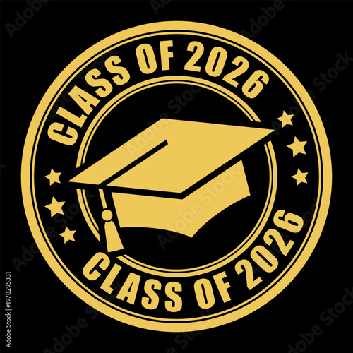 Class of 2026 graduation gold emblem