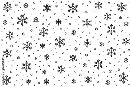 Intricate snowflakes scattered across a wintery background