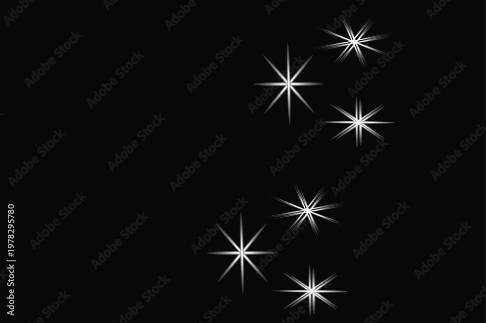 Fototapeta premium New year 2012 fireworks vector illustration with a snowflake pattern and winter stars design for a black holiday decoration ornament