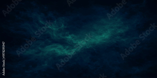 Abstract an image portrays an ethereal cosmic nebula, swirling with hues of teal against a deep, dark expanse, inviting viewers to explore the mysteries of the universe.