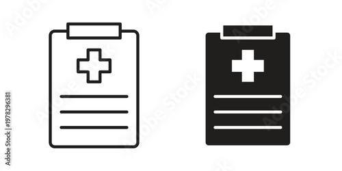 Medical report icon vector flat linear pack on white background