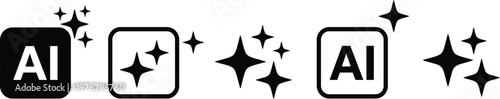 Free Download AI generate icon set ai, Artificial intelligence symbol, sparkle star with square button, Generate symbol for application and web - GFXLoad