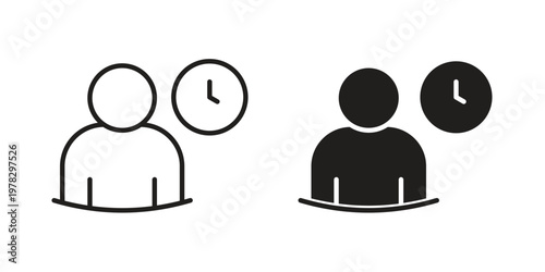 Office hours icon vector flat linear pack on white background