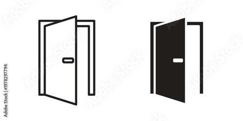 Open door icon vector flat linear pack on white background