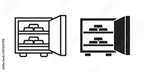 Open safe icon vector flat linear pack on white background