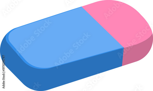 Blue Pink Eraser Cartoon Illustration