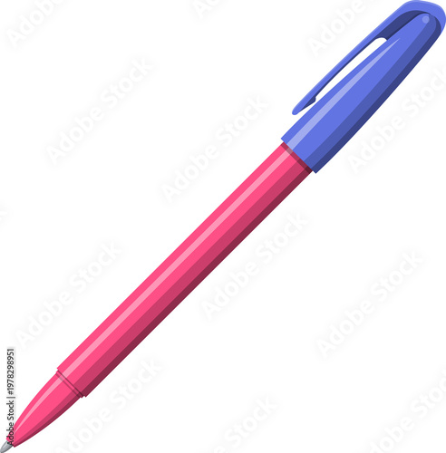 Blue Pink Pen Cartoon Illustration