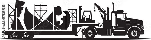 Flatbed truck, cargo trailer, industrial transport, heavy duty vehicle