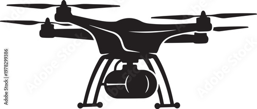 Drone, quadcopter, aerial, vehicle, black, icon, symbol, silhouette, technology